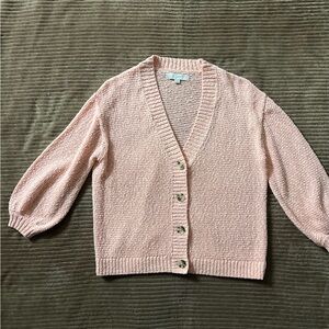 LOFT Pale Blush Pink V-Neck Button Cardigan